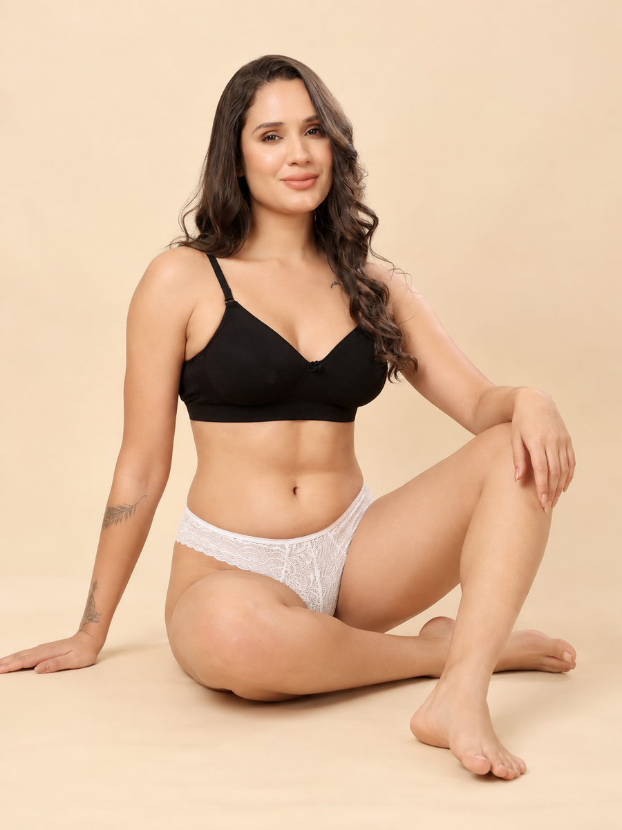 Women’s Floral Lace Microfiber Bikini Brief Panty