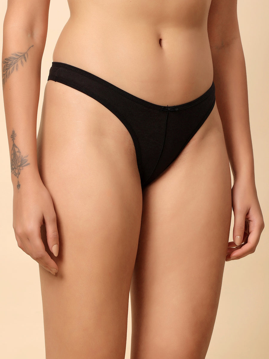 Women’s Brazilian Cotton Spandex Solid Low-Rise Thong