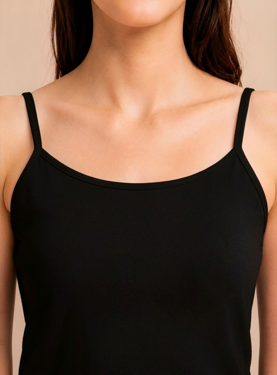 Women’s Cotton Lycra Spaghetti Strap Camisole Top | Solid Sleeveless Innerwear