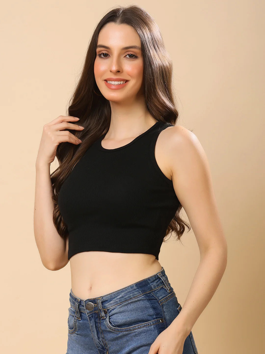 Louis Bayrad 1022 Elegant High Neck Crop Tank