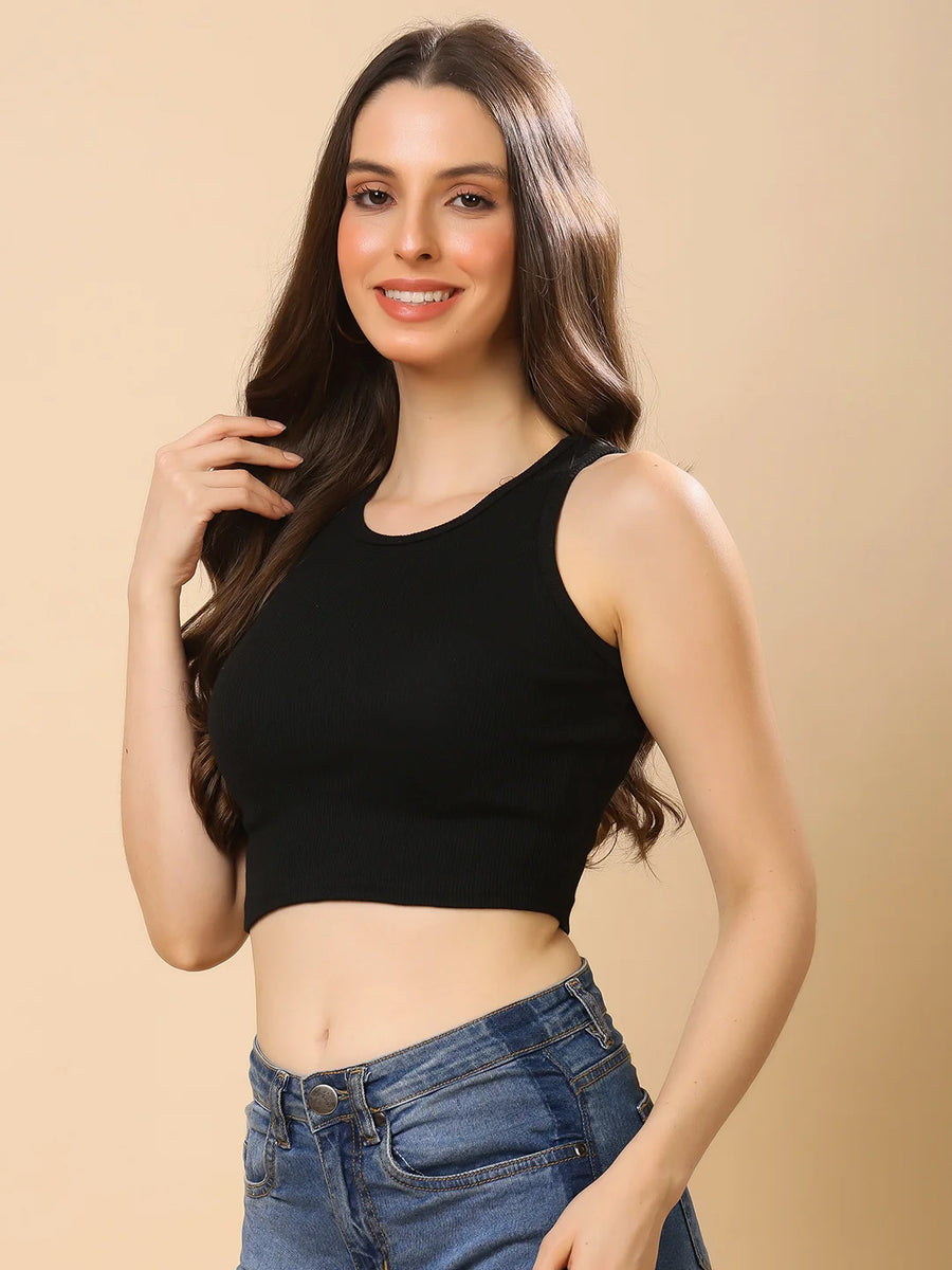 Louis Bayrad 1022 Elegant High Neck Crop Tank