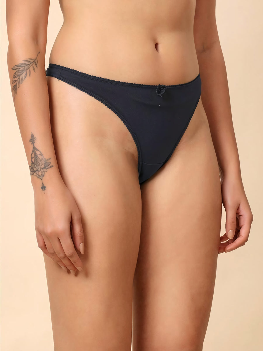 Women’s Brazilian Cotton Spandex Solid Low-Rise Thong