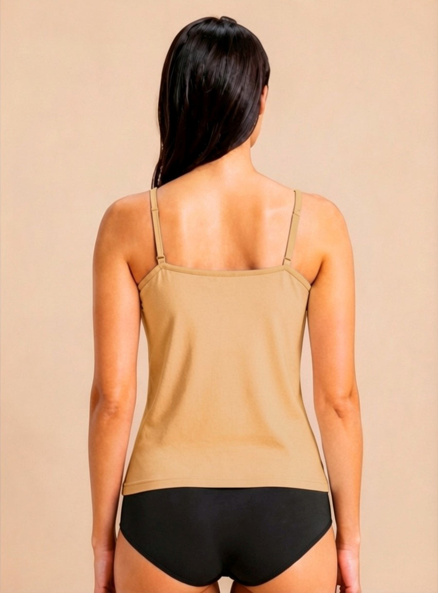 Women’s Cotton Lycra Spaghetti Strap Camisole Top | Solid Sleeveless Innerwear