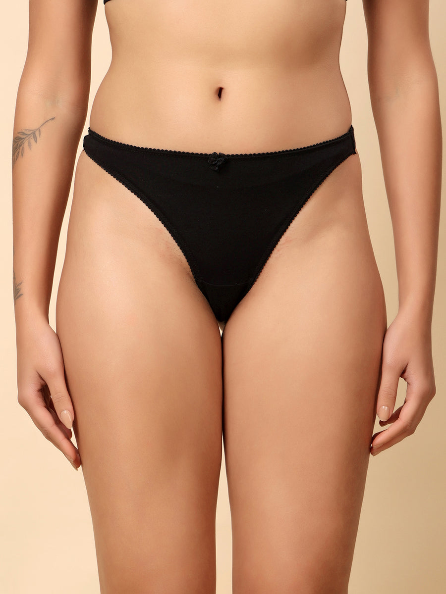 Women’s Brazilian Cotton Spandex Solid Low-Rise Thong