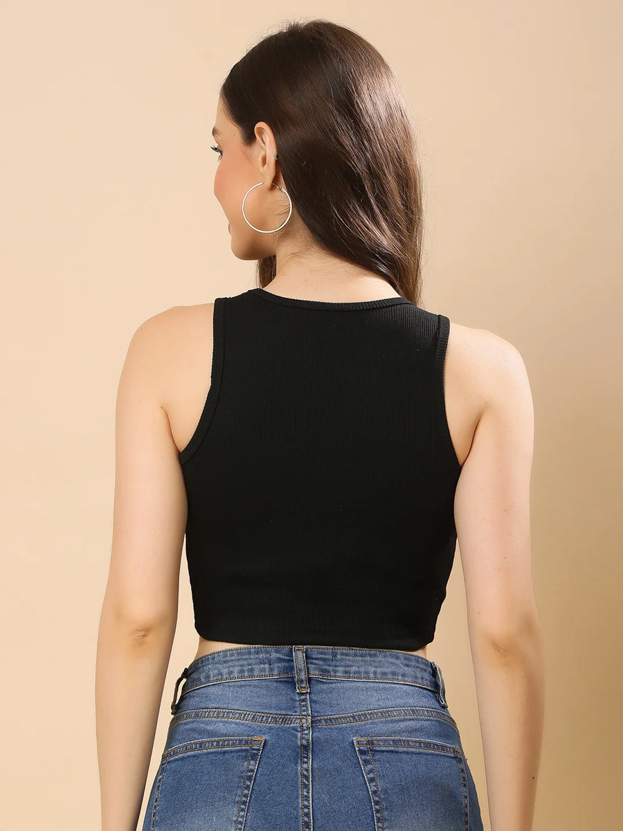 Louis Bayrad 1022 Elegant High Neck Crop Tank