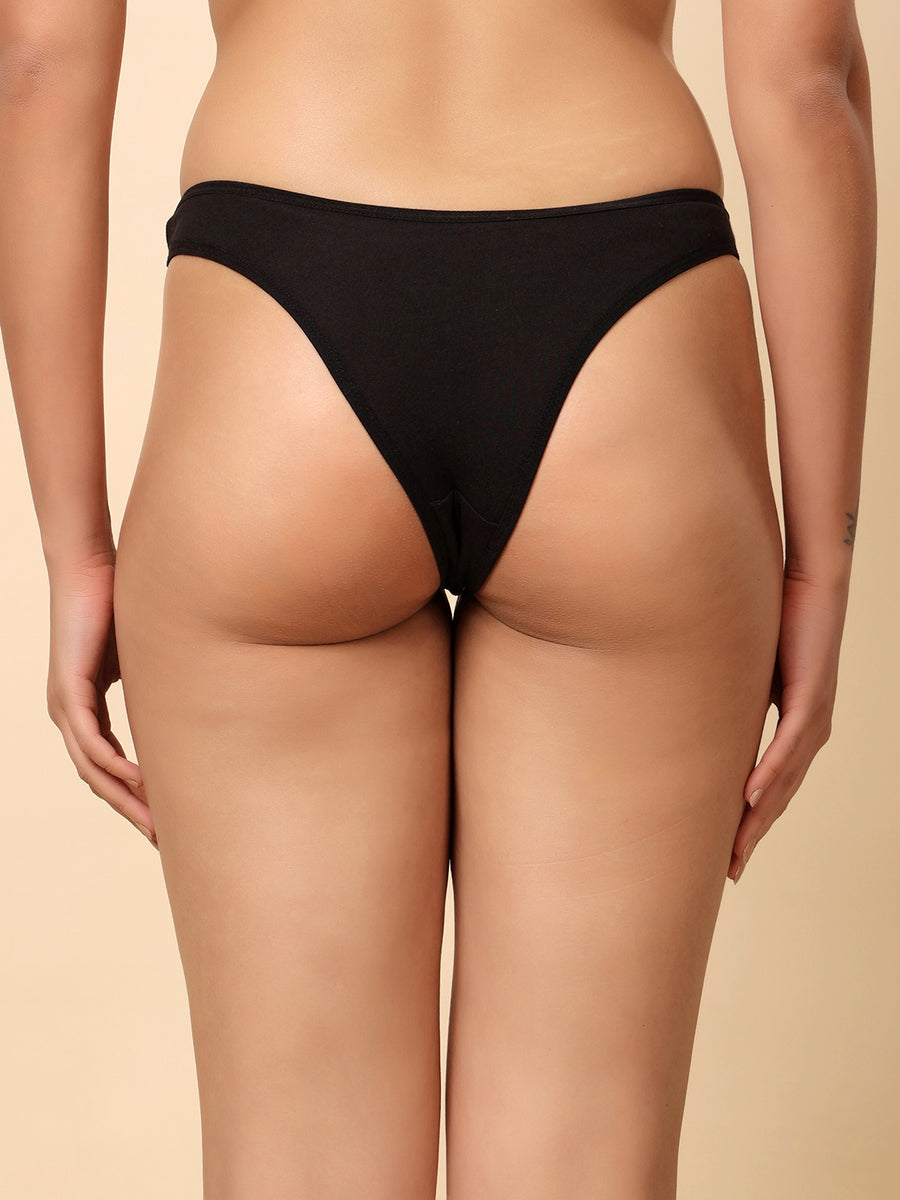 Women’s Brazilian Cotton Spandex Solid Low-Rise Thong