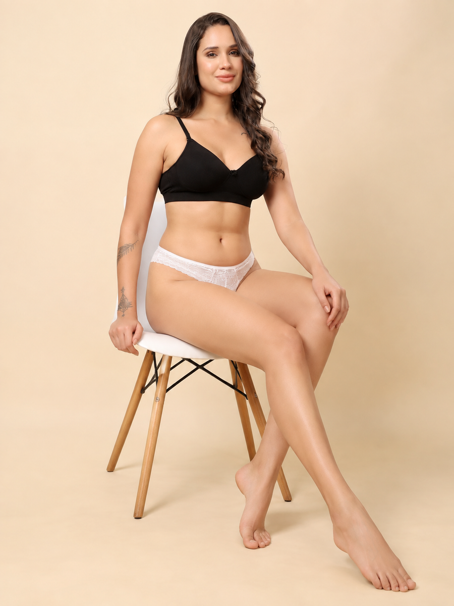 Women’s Floral Lace Microfiber Bikini Brief Panty