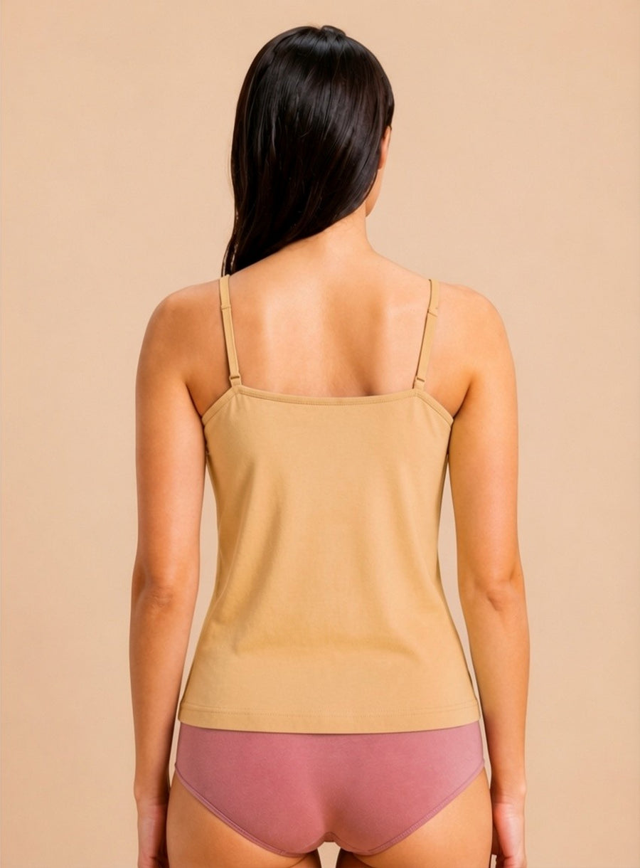 Women’s Cotton Lycra Spaghetti Strap Camisole Top | Solid Sleeveless Innerwear